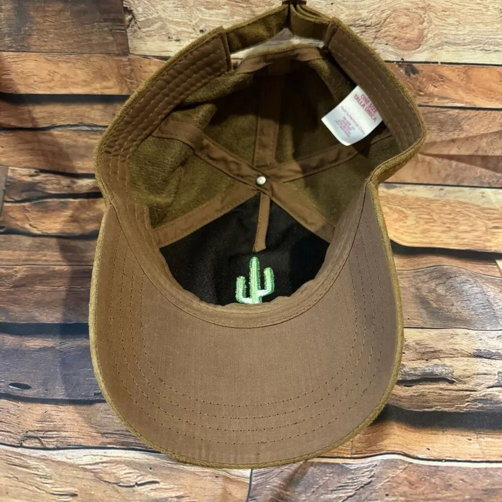 No Boundaries Cactus Hat Cap Faux Suede Rust Brown Adjustable Dad Hat Desert Men